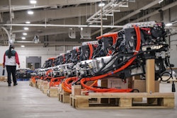 Assembled electric powertrains ready for installation into Lightning Electric Transit 350HD vehicles