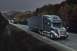 Volvo truck on mountainous road