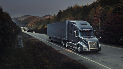 Volvo truck on mountainous road