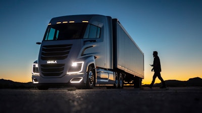 Nikola truck with driver