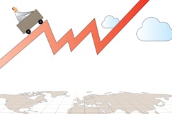 Graphic of man riding a line chart.