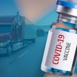 COVID vaccine vial and truck