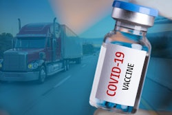 COVID vaccine vial and truck