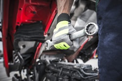 Technician working on a truck