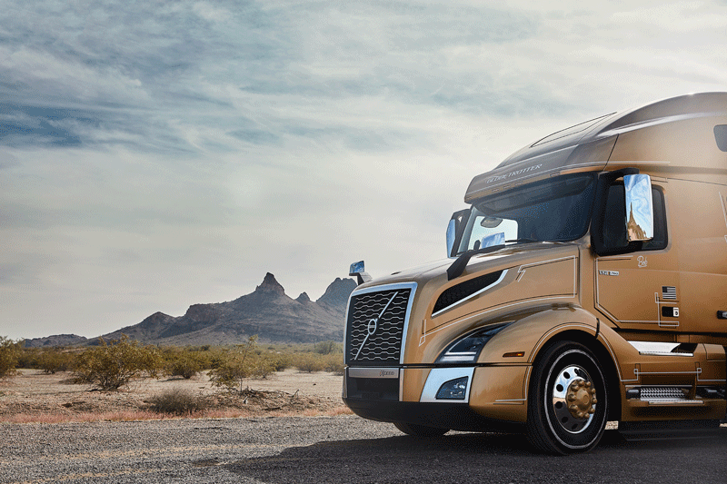 Volvo truck in desert