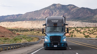 Daimler Torc autonomous truck driving.