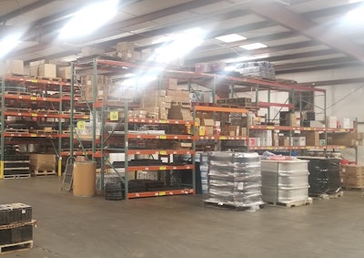 Transerve warehouse with empty shelves