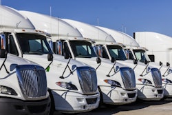Trucks lined up on lot