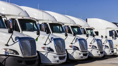 Trucks lined up on lot