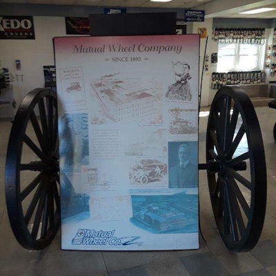 Mutual Wheel Company history signage