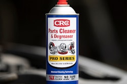 Can of CRC parts cleaner and degreaser sitting on an engine.