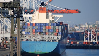 Container ship part of the bottleneck in L.A. port