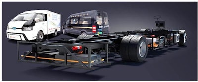 Ev Dynamics chassis for battery or hydrogen vehicles.