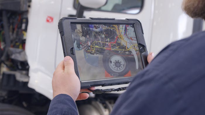 Peterbilt's ARTech augmented reality tool in use.
