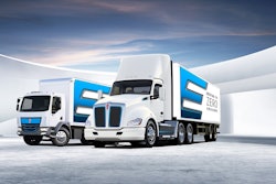 Kenworth K270E and T680E battery electric trucks.