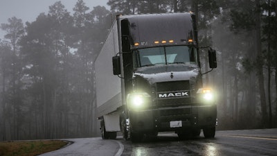 Mack truck on highway