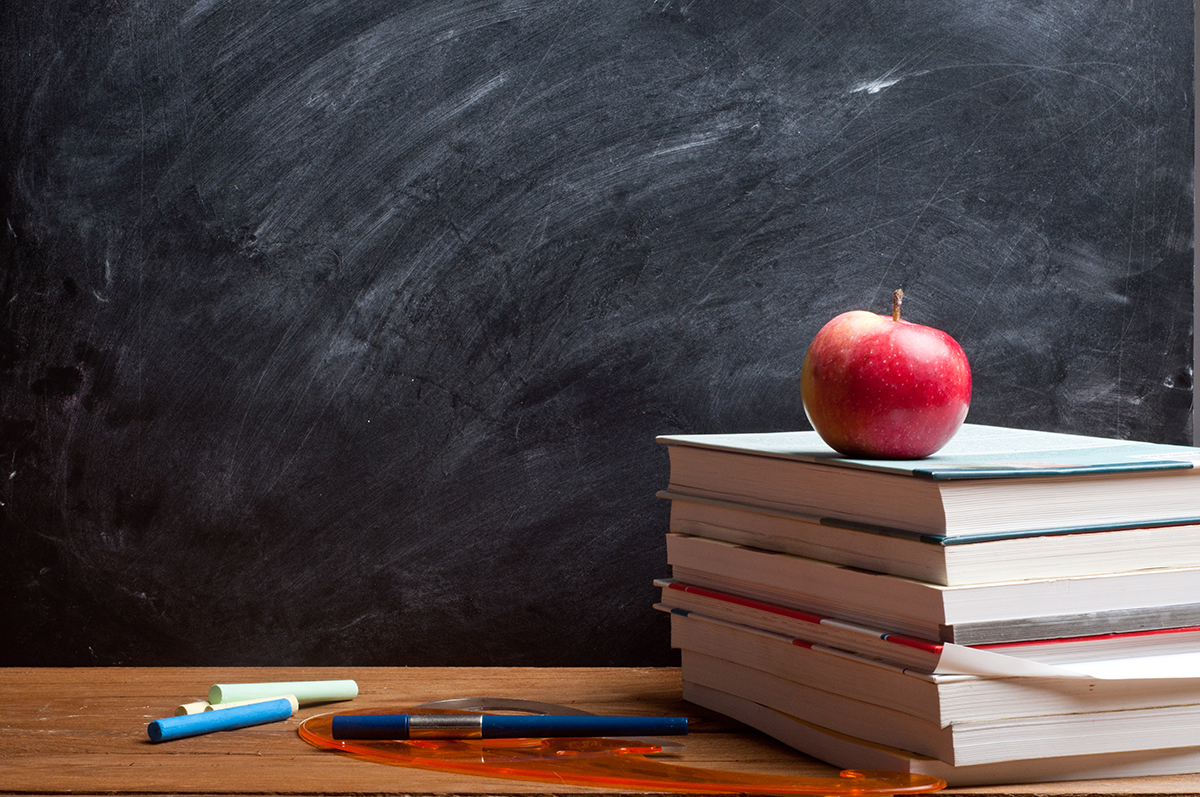 School books on a desk