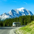 RV driving in Banff