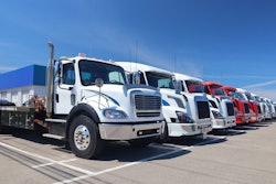 Line Of Trucks On A Summer Day