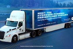 Rendering of hydrogen fuel cell Freightliner Cascadia truck