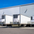 Reefer trailers parked in docks