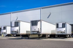 Reefer trailers parked in docks