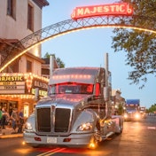Kenworth T680 driving in parade in Chillicothe, Ohio.