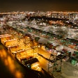 Aerial shot of the Port of Los Angeles at night