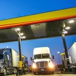Trucks parked at a Love's fuel bay