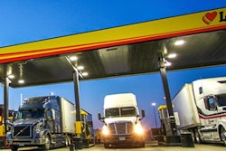 Trucks parked at a Love's fuel bay