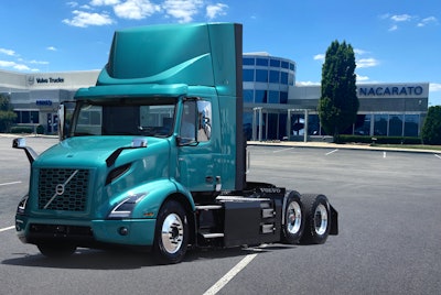 Volvo VNR electric parked in front of Nacarato Truck Center