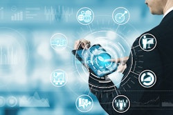 Man using computer to analyze business data