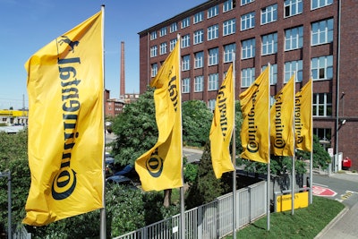 Continental flags in front of corporate facility