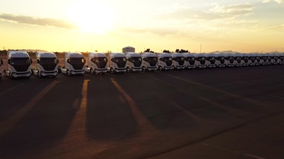 Nikola trucks in a row