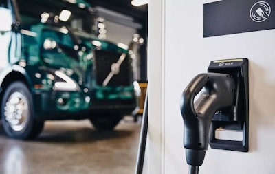 Volvo VNR Electric truck and charging station