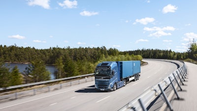Volvo fuel cell electric truck on highway
