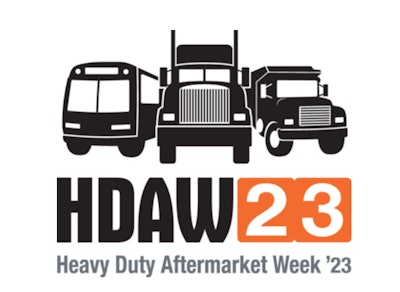 Logo for Heavy Duty Aftermarket Week's HDAW '23 annual event.
