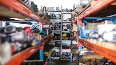 Shot of parts inventory hallway