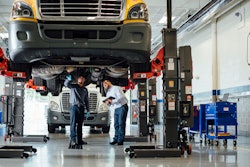 Penske truck in maintenance bay