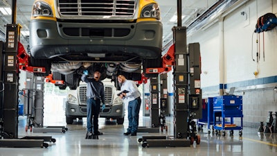 Penske truck in maintenance bay