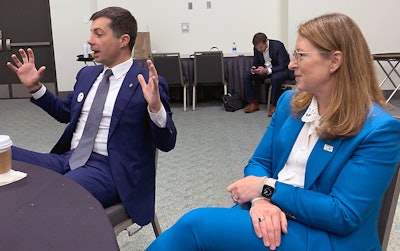 U.S. Transportation Secretary Pete Buttigieg and FMCSA Admin Robin Hutcheson