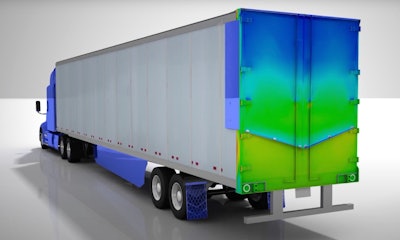 Michelin Energy Guard aero kit includes trailer skirt, vented mud flaps and rear fairings mounted on both sides of the trailer doors.