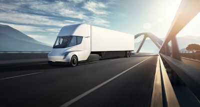 Tesla Semi crossing a bridge rendering