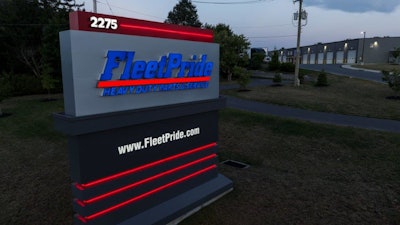 FleetPride logo sign in front of store