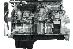 A side view of a DD15 engine from Detroit.