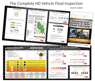 Pictures of a fluid test kit's instructions and documentation.