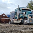 Kenworth truck in a rural community