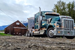 Kenworth truck in a rural community