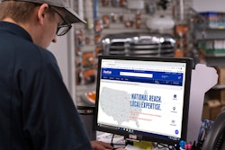 FleetPride associate using computer