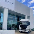 Nikola truck in front of facility
